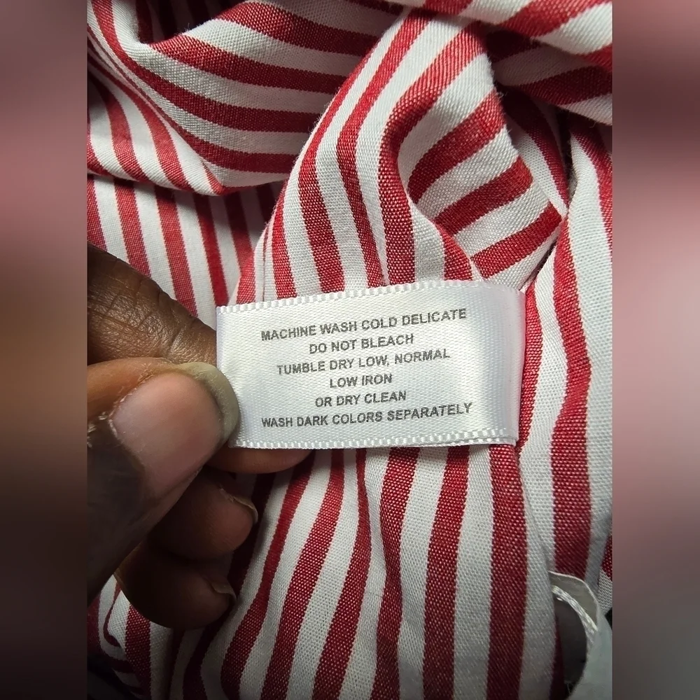 Cutter & Buck Crimson/White Striped Alabama Button Up Sz. L